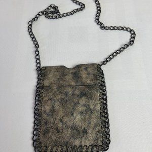 Black & Golf leather  Crossbody Bag With Chain Strap